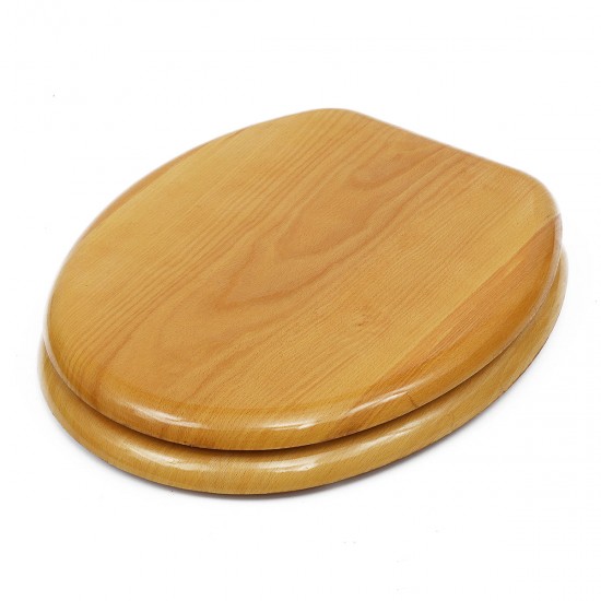 Toilet Seat Covers Round Wood Durable Lift off Closed Front Elongated Comfort