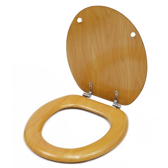 Toilet Seat Covers Round Wood Durable Lift off Closed Front Elongated Comfort