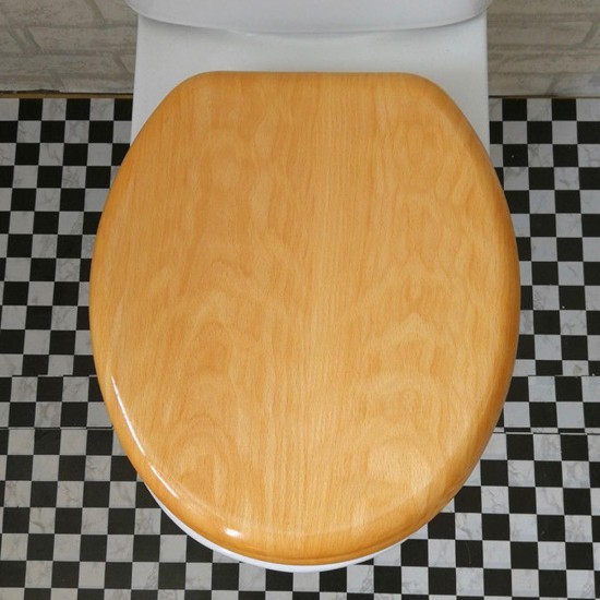 Toilet Seat Covers Round Wood Durable Lift off Closed Front Elongated Comfort