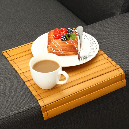 Wood Sofa Arm Rest Tray Flexible Couch Placemat Bamboo Foldable Snack Holder Table Pad Wood Sofa Arm Rest Tray Flexible Couch Placemat Bamboo Foldable Snack Holder Table Pad