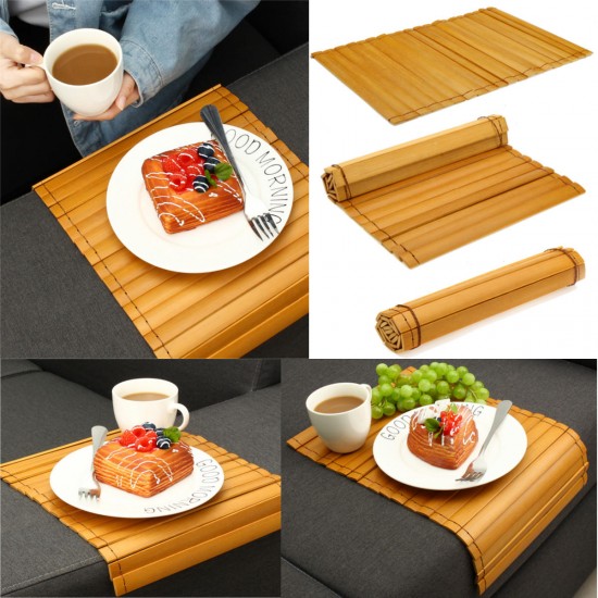 Wood Sofa Arm Rest Tray Flexible Couch Placemat Bamboo Foldable Snack Holder Table Pad Wood Sofa Arm Rest Tray Flexible Couch Placemat Bamboo Foldable Snack Holder Table Pad