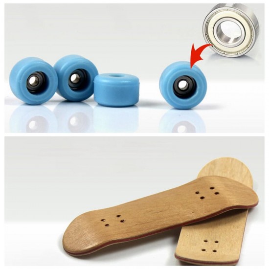 Wooden Deck Fingerboard Skateboard Maple Wood with Bearings Kids Gift Decorations