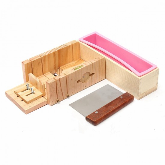 Wooden Handmade Loaf Soap Cake Mould Silicone Making Slicer Cutter