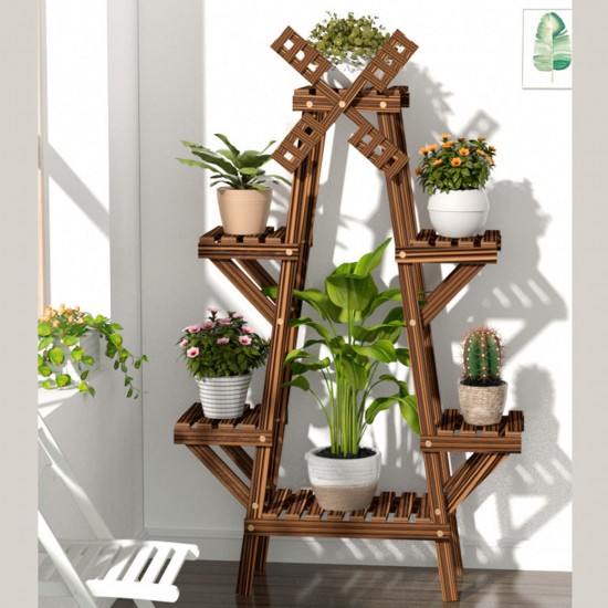 Wooden Succulent Flower Pot Shelf Rack Multi-Layer Solid Wood Floor Indoor Living