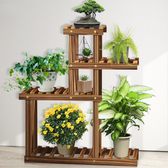 Wooden Succulent Flower Pot Shelf Rack Multi-Layer Solid Wood Floor Indoor Living