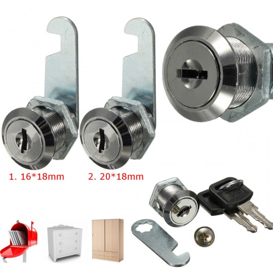 Zinc Alloy Cam Lock Filing Cabinet Mail Box Drawer Cupboard Locker with Two Keys 16mm/ 20mm