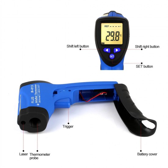 IR-813 -50锝?50°-58锝?022° Digital Infrared Thermometers Non-contact Four Color LCD Display IR Thermometer Handheld Portable Outdoor Thermometer