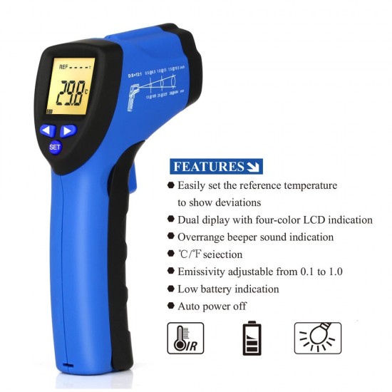 IR-813 -50锝?50°-58锝?022° Digital Infrared Thermometers Non-contact Four Color LCD Display IR Thermometer Handheld Portable Outdoor Thermometer