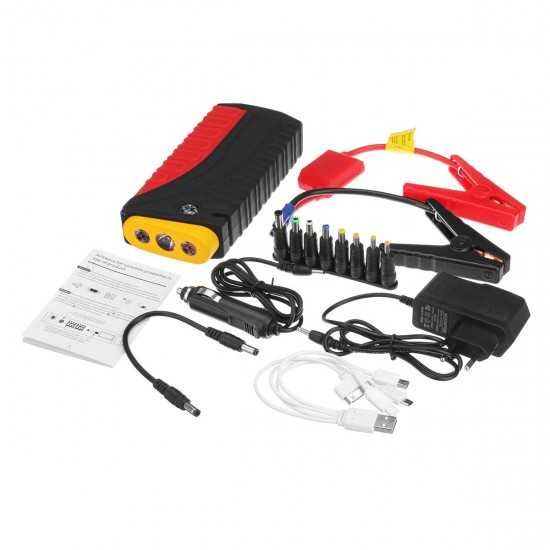 20000mAh Car Jump Starter Emergency Battery Booster Waterproof USB LED Flashlight With Safety Hammer