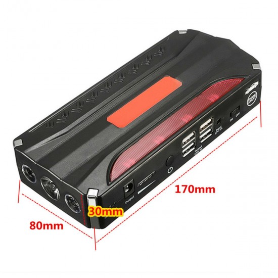 68800mAh Multi-Function Car Jump Starter 12V 4USB Power Bank Rechargable Li Battery