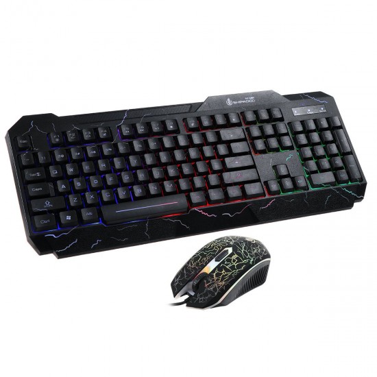 104 Key USB Wired Gaming Keyboard and Mouse Set RGB LED Changing Backlight Mouse For Computer Desktop Notebook