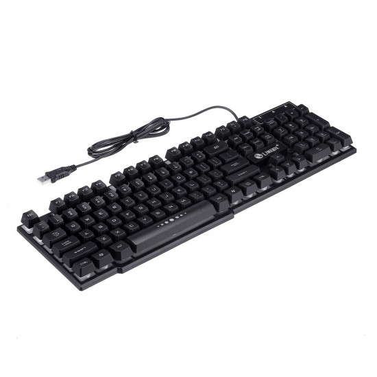 104 Keys Gaming Keyboard USB Wired RGB Backlight Multi-Colored Changing Ergonomic Optical Keyboard and Mouse Set for PC Gamer Laptop