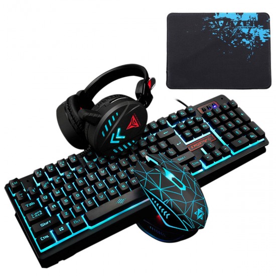 104 Keys Gaming Keyboard Waterproof design USB Wired Multimedia RGB Backlit and LED Gaming Headphone and 3200DPI LED Gaming Mouse Sets with Mouse Pad 104 Keys Gaming Keyboard Waterproof design USB Wired Multimedia RGB Backlit and LED Gaming Headphone and 3200DPI LED Gaming Mouse Sets with Mouse Pad