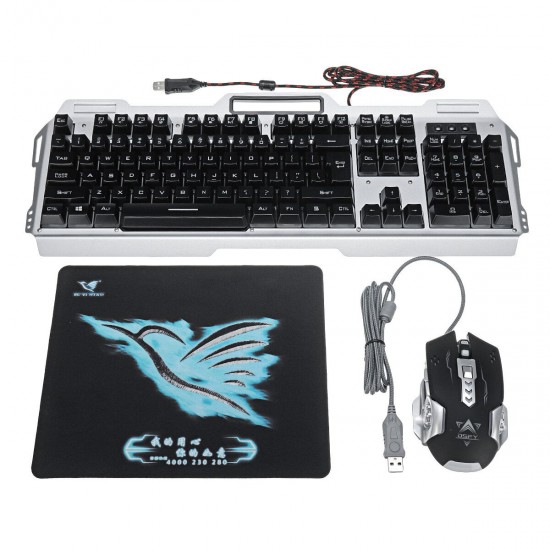 104 Keys USB Wired Backlit Mechanical Hand-feel Gaming Keyboard Mouse Mouse Pad Set