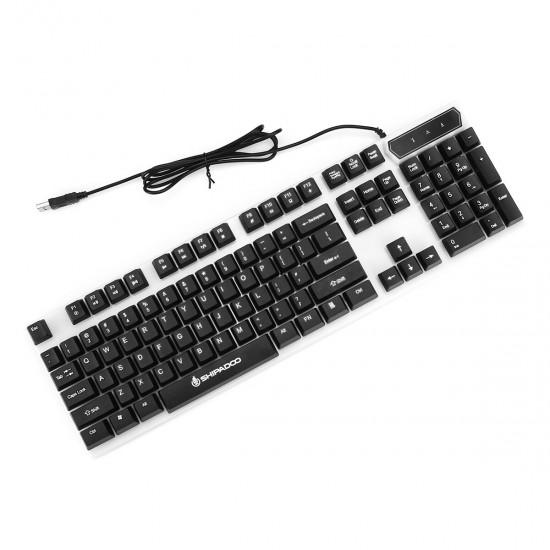 104 Keys USB Wired Gaming Keyboard 1000dpi Mouse Set Suspended Backlight External Game Keyboard with Mouse Pad for PC Computer Laptop