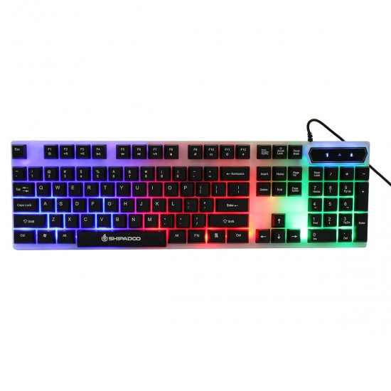 104 Keys USB Wired Gaming Keyboard 1000dpi Mouse Set Suspended Backlight External Game Keyboard with Mouse Pad for PC Computer Laptop