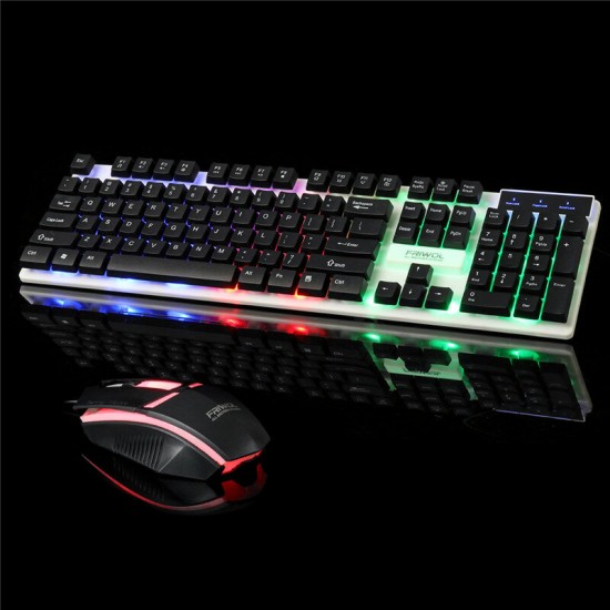 104 Keys USB Wired Gaming Keyboard and 2400 DPI Gaming Mouse Set RGB Backlight for Laptop Computer PC