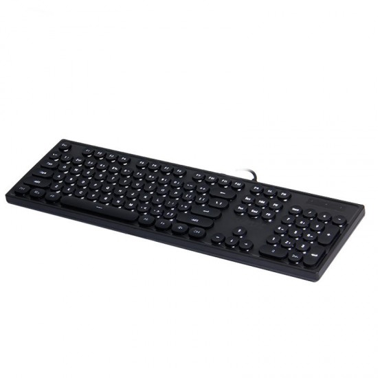 AK325 104Keys Backlit Round Keycap USB Wired Desktop Computer Keyboard Ultra Quiet