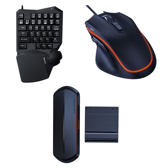 GK01/GM01/GA01 Keyboard Mouse Set 35 Keys Single Hand Gaming Keyboard + Gaming Mouse + Mobile Game Adapter