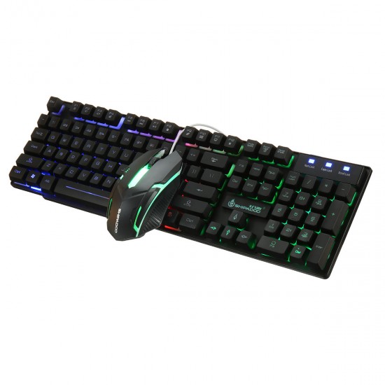 D280 104 Keys Gaming Keyboard RGB Backlit Light Wired Keyboard and 1600 DPI Gaming Mouse Set