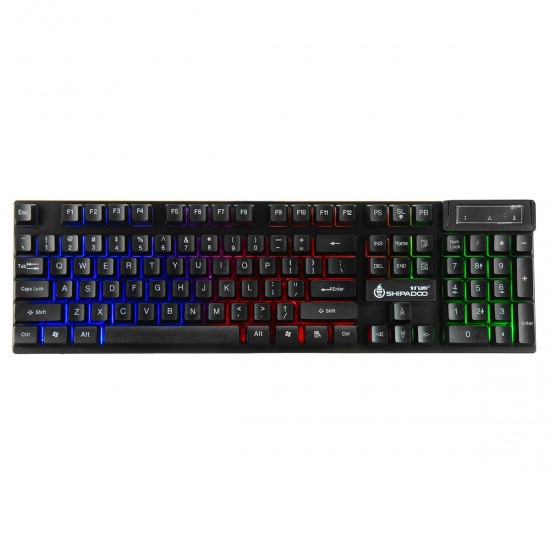 D500 104 Key USB Wired Gaming Keyboard RGB Backlit 1600 DPI Gaming Mouse Set with Mouse Pad for Computer Desktop Notebook