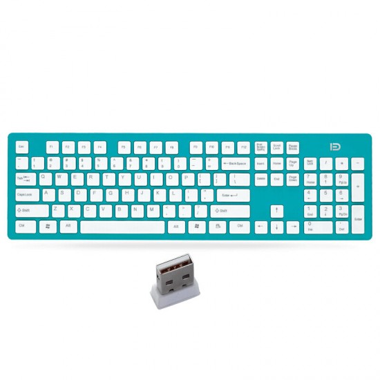 FD K3 Portable Wireless Silent 104 Keys Keyboard Ultra-thin USB Office Chocolate Cap Keyboard with 2.4GHz USB Receiver