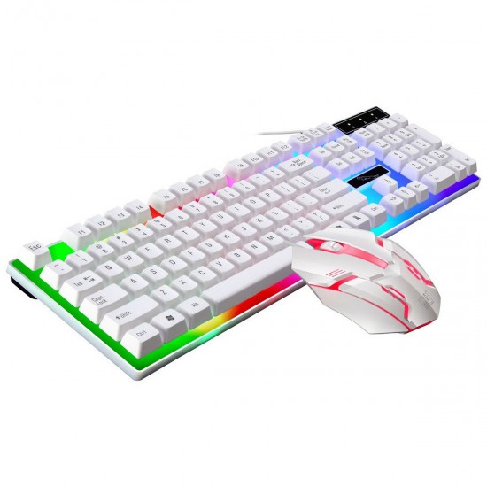 G21B 104 Keys USB Wired Gaming Keyboard Mouse Set Rainbow LED Rainbow Color Backlight for PC Laptop Slim Xbox Computer Desktop Notebook