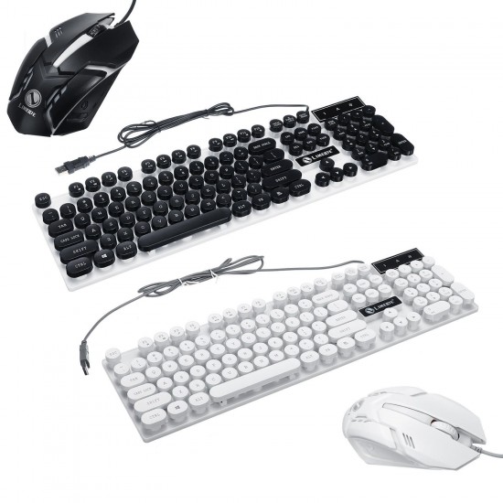 GTX300 104 Keys Punk Circular KeyCap Backlit Gaming Keyboard and Mouse Combo