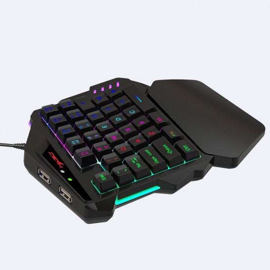 V500 One-handed Gaming Keyboard 35 Keys RGB Backlight Bulit-in Converter Single hand Keyboard For PC Smartphone