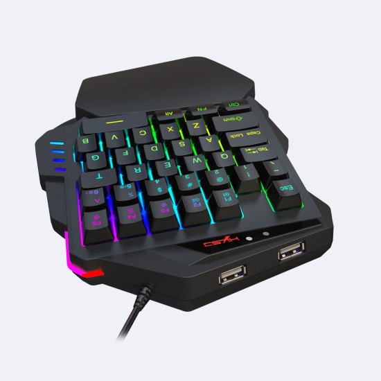 V500 One-handed Gaming Keyboard 35 Keys RGB Backlight Bulit-in Converter Single hand Keyboard For PC Smartphone