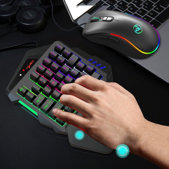 V500 One-handed Gaming Keyboard 35 Keys RGB Backlight Bulit-in Converter Single hand Keyboard For PC Smartphone