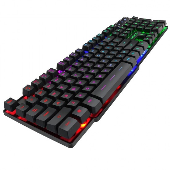 AK-600 104 Keys USB Wired Silicone Sutton Keyboard Three Color Backlit with 1.3m Cable Gaming Keyboard