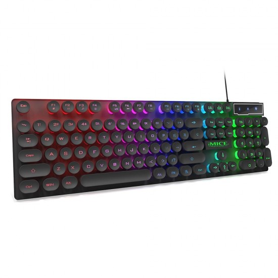 AK-800 104 keys USB Wired 3 Color LED Backlight Suspended Round Cap Gaming Keyboard