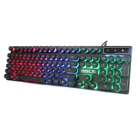 AK-800 104 keys USB Wired 3 Color LED Backlight Suspended Round Cap Gaming Keyboard