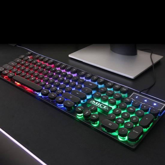 USB RGB Mechanical Gaming Keyboard Luminous Game Keyboard Desktop Punk Mechanical Handle Floating Round Cap
