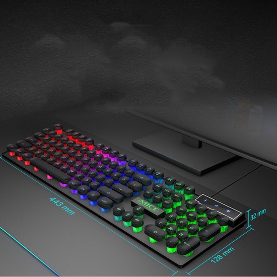 USB RGB Mechanical Gaming Keyboard Luminous Game Keyboard Desktop Punk Mechanical Handle Floating Round Cap