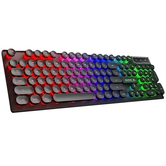 USB RGB Mechanical Gaming Keyboard Luminous Game Keyboard Desktop Punk Mechanical Handle Floating Round Cap