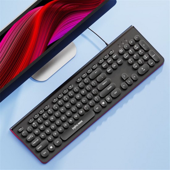 V580P 104 Keys Wired Keyboard Retro Round Keycaps Design Keyboard Pink Black Typing Keyboard For Office Desktop V580P 104 Keys Wired Keyboard Retro Round Keycaps Design Keyboard Pink Black Typing Keyboard For Office Desktop