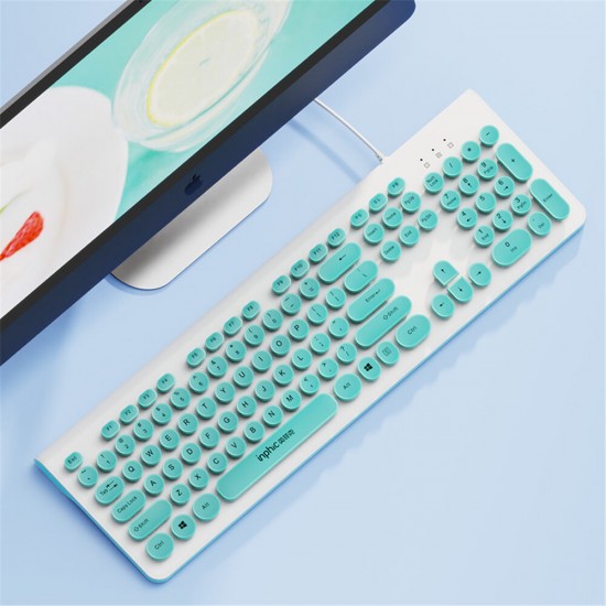 V580P 104 Keys Wired Keyboard Retro Round Keycaps Design Keyboard Pink Black Typing Keyboard For Office Desktop V580P 104 Keys Wired Keyboard Retro Round Keycaps Design Keyboard Pink Black Typing Keyboard For Office Desktop