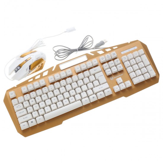 JK890 Colorful Backlight Alloy Panel USB Wired Gaming Keyboard 2400DPI LED Gaming Mouse Combo