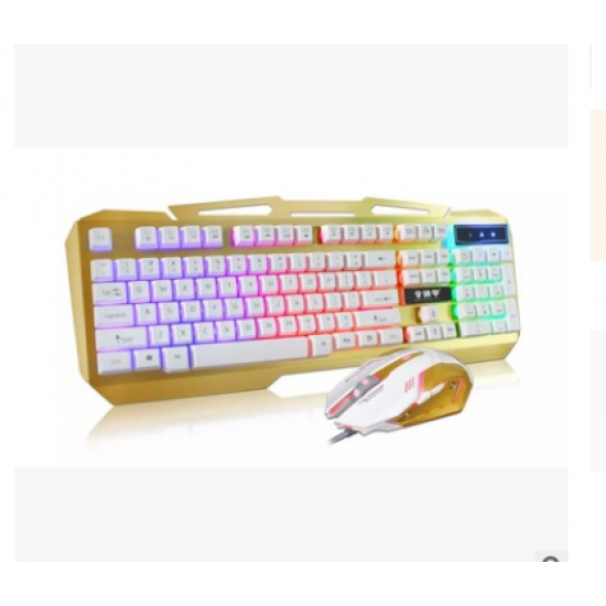 JK890 Colorful Backlight Alloy Panel USB Wired Gaming Keyboard 2400DPI LED Gaming Mouse Combo