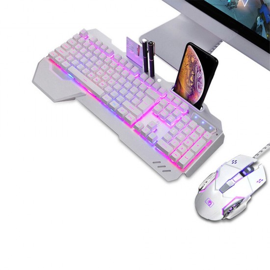 K618 104 Keys USB Wired Multimedia RGB Backlit Gaming Keyboard and 2400DPI LED Gaming Mouse Set