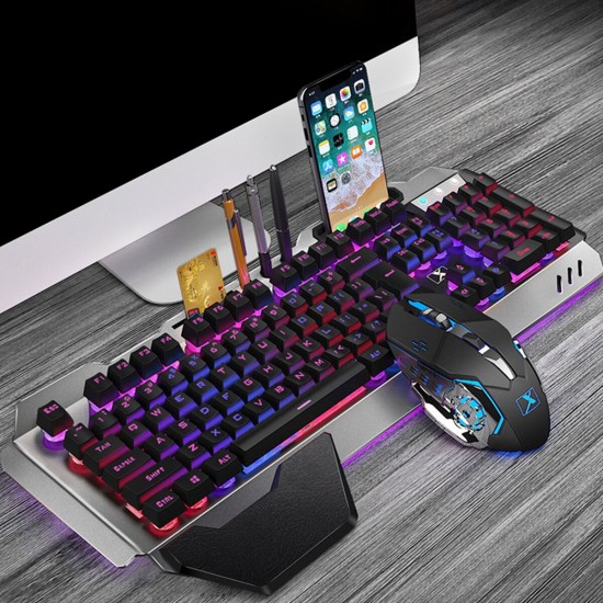 K680 2.4G Wireless Gaming Keyboard & Mouse Set Rechargeable RGB Breathing Backlit Gaming Keyboard 2400DPI Mouse