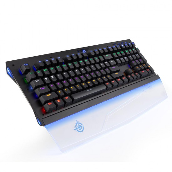 MK8 108 Keys Blue Switch USB2.0 Wired RGB Backlight Mechanical Waterproof Gaming Keyboard with Transparent Hand Rest