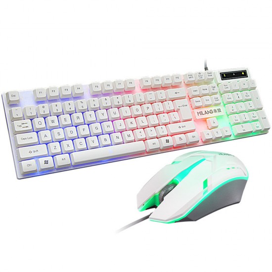 T6 Wired Gaming Keyboard and Mouse Set 104 Key USB RGB Backlight for Laptop Computer PC
