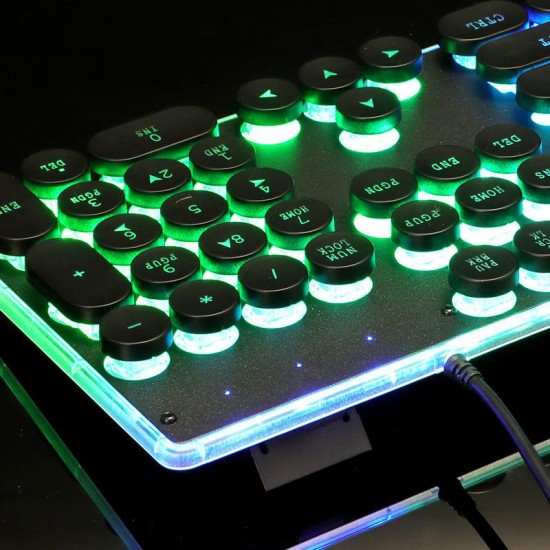 Retro Punk Round Suspension Keycaps 104 Keys Mechanical Keyboard USB Wired LOL CF RGB Backlight Gaming Keyboard