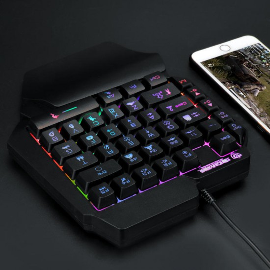 F6 Wired Single Handed RGB Backlight Gaming Keyboard 39 Keys One Hand Ergonomic Game Keypad for PC Laptop Pro PUBG Gamer