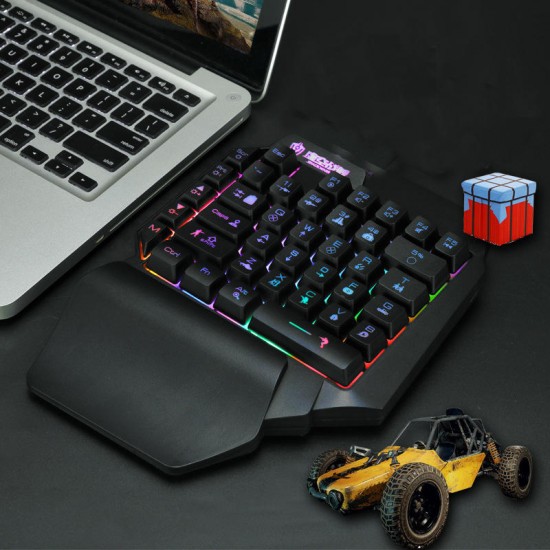 F6 Wired Single Handed RGB Backlight Gaming Keyboard 39 Keys One Hand Ergonomic Game Keypad for PC Laptop Pro PUBG Gamer