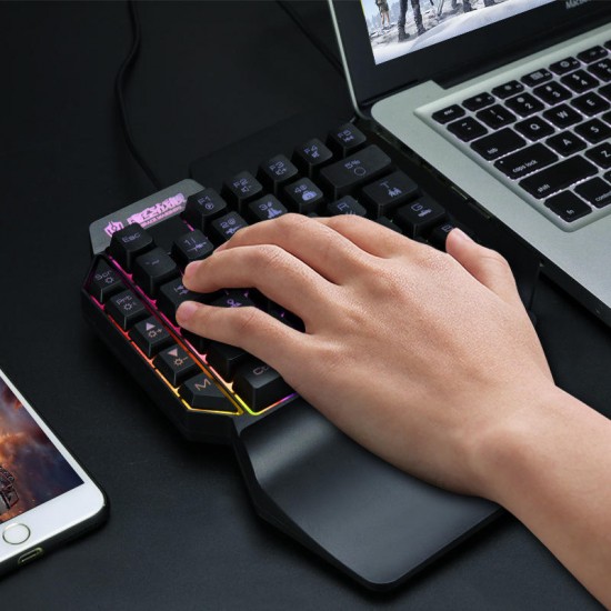 F6 Wired Single Handed RGB Backlight Gaming Keyboard 39 Keys One Hand Ergonomic Game Keypad for PC Laptop Pro PUBG Gamer