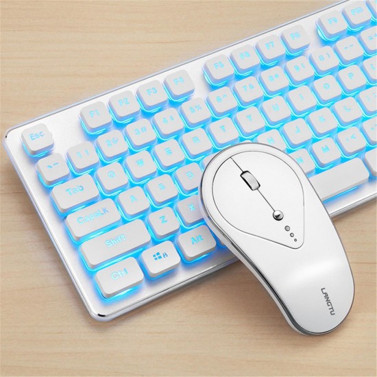 Silent 2.4GHz Wireless Backlit Keyboard and Mouse Combo Set for Desktop Computer Laptops